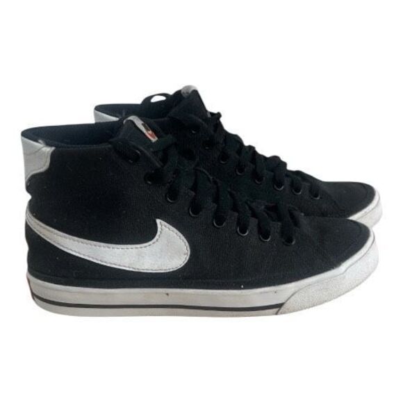 Nike Court Legacy Canvas Mid Women Shoes Size 7 Black White Trainers Sneakers - Picture 10 of 11